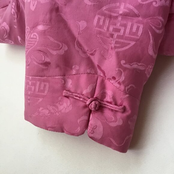 Dynasty Pink Quilted Puffer Asian Silk Mandarin Collar Frog Closure Jacket - Picture 4 of 12